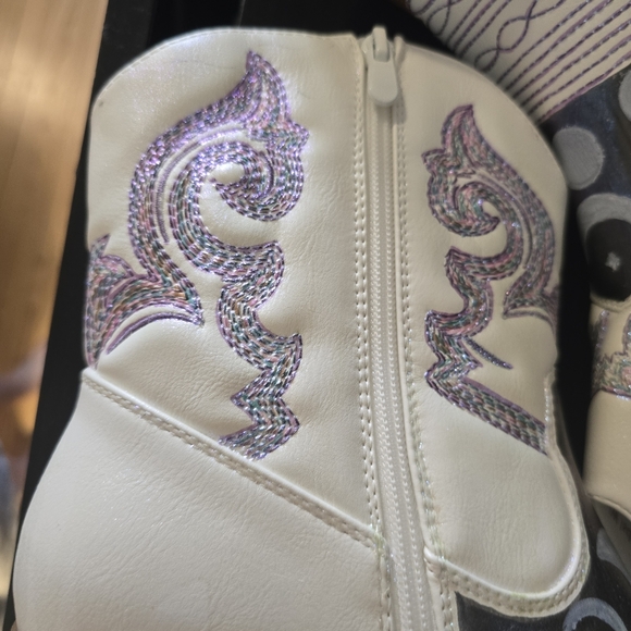 HANDCRAFTED Upcycle Cowgirl Boots HANDPAINTED Ankle Boots Block Heel Shoes 9.5 - Picture 8 of 16